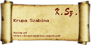 Krupa Szabina névjegykártya